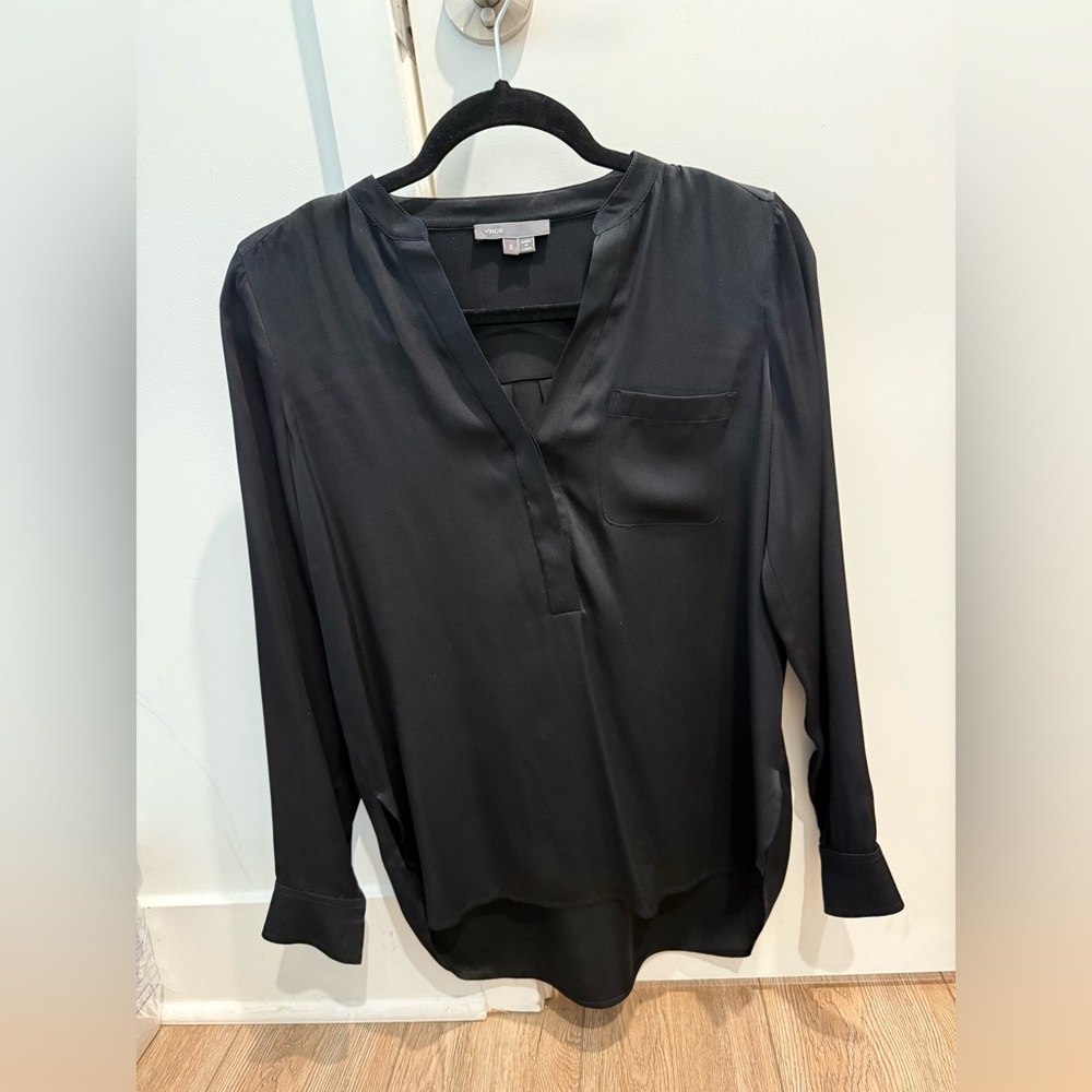 Vince Black Blouse with V-Neck